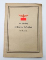 Auktion 366 / Los 7032 <br>Heft, Ein Ehrentag der deutschen Wissenschaft, 3. Reich, Alters-u. Gebrauchsspuren