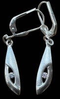 Auktion 366<br>Paar Silber-925- Ohrh&auml;nger mit klaren Stein, H.ca. 3,6 cm, 2 gr.