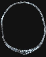 Auktion 366<br>massives Silber-925- Collier mit 10 blauen Steinen, L-ca. 40 cm, 27,5 gr.