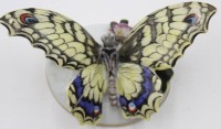 Auktion 366<br>Schmetterling, Rosenthal, &auml;lter, bemalt, Bl&uuml;ten mit minimalen Chips, ca. H-4,5cm B-10cm