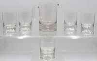 Auktion 366<br>Wasserkrug mit 5 Gl&auml;sern "Gral", farbloses Glas, ca. H- 16cm u. H-11cm
