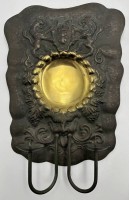 Auktion 366<br>Messing Wandblaker mit Danzig Wappen, tw. geschw&auml;rzt, ca. 30x22 cm