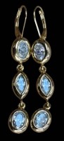 Auktion 366<br>Paar lange Ohrh&auml;nger, Silber-925- vergoldet, klare Steine,L-5 cm, 8,9 gr