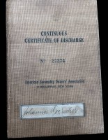 Auktion 366<br>US-Seefahrtsbuch von 1925, nur USS "Cleveland" Deutscher Matrose
