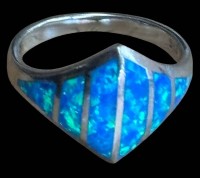 Auktion 366<br>Amerik. Native Zuni Ring, Silber-925- mit Opal, RG 55, 3,6 gr