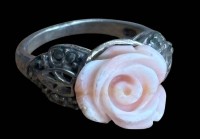 Auktion 366<br>Silberring-925- mit geschnitzter Koralle-Rose?, Markasiten, RG 54, 5,8 gr