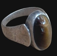 Auktion 366<br>vintage Silberring-835- mit Tigerauge, RG 55, 4,1 gr.