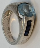 Auktion 366<br>vintage Silberring-925- mit blauen Stein, RG 53, 6,7 gr.