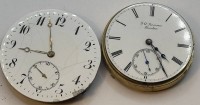 Auktion 366<br>2x Taschenuhrenwerke, 1x ohne Hersteller, 1x J.W. Benson, London (Meister ca. 1855-1878), beide Werke laufen an,  Benson durfte sich der Titel &ldquo;Official watchmaker to the Admiralty &amp; the War Department&rdquo; wie auch &ldquo;Watchmakers to Queen Victoria, the Prince of Wales, the Tsar of Russia&rdquo; und einiger anderer K&ouml;nigsh&auml;user bedienen. Uhrwerken aus eigener (nur Taschenuhren) Fertigung oder zugekauft, geh&ouml;rten immer zu den hochwertigsten Produkten des englischen Marktes. D-ca. 5 und 4,5 cm