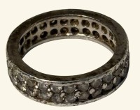 Auktion 366<br>Silberring-925-, umlaufend klare Steine, RG 53, 4,8 gr., ungeputzt