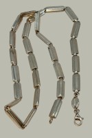 Auktion 366<br>St&auml;bchenkette, Silber-925-, "Fossil", L-43 cm, 38,3 gr.