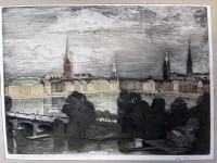 Auktion 367<br>Otto TH&Auml;MER (1892-1975), "Hamburg-Binnenalster" Farbradierung,  Nr. 4/100, BG  27x34 cm, in grossen PP