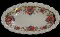 Auktion 367<br>ovale Art Deco Schale "Ostmark" Blumen-und Reliefrand, 31x20 cm