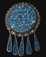 Auktion 367<br>Silber-925- Brosche bzw. Anh&auml;nger, Mexico, T&uuml;rkise, H-ca. 4 cm, 6,2 gr.