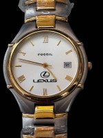 Auktion 367 / Los 2009 <br>Quartz DAU "Fossil" mit Lexus Logo, Stahl/Gold, neuwertig, D-3,2 cm