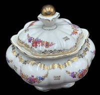 Auktion 367<br>gr. Art Deco Bonbonniere "AL-KA Kunst" Kronach, Blumendekor, H-17 cm, D-18 cm