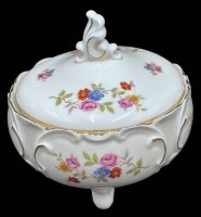 Auktion 367 / Los 8025 <br>gr. Art Deco Bonbonniere, Edelstein Bavaria, H-17 cm, D-17 cm, Blumendekor