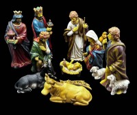 Auktion 367<br>kpl. Krippenfiguren- Satz, wohl Bisquit-Porzellan?, max. H- 27 cm, 10 Teile plus Holzstern