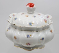 Auktion 367 / Los 8031 <br>gr. Deckeldose, Streubl&uuml;mchen, Kronenmarke, wohl um 1930, H-16cm D-20cm