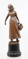 Auktion 367<br>Figur, Hollandm&auml;dchen, Bronze, Steinsockel, &auml;lter, ca. H-21,5cm