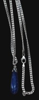 Auktion 367<br>Silberkette -925-, L-ca. 58 cm,  mit gr- Lapis-Lazuli Anh&auml;nger.zus. 19,2 gr.