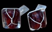 Auktion 367<br>Paar Silber-800- Manchettenkn&ouml;pfe mit Bernstein, 12,9 gr