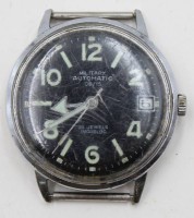 Auktion 367 / Los 2011 <br>HAU, Hersteller Aviarichter, Military Automatic 08/15, 25 Jewels Incabloc, getragene ERhaltung, Werk l&auml;uft, ohne Armband, D-3,5cm