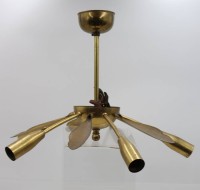 Auktion 367<br>Messing-Deckenlampe, Space Age, Sputnik, H-29,5cm D-39cm, Altersspuren