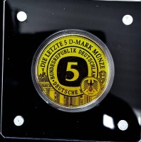 Auktion 367<br>Goldmedaille -999-, "Das Deutsche Geld" 5 Mark, 1/200 Unze