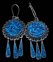 Auktion 367<br>Paar Silber Ohrh&auml;nger mit T&uuml;rkis, Mexico, L-5 cm, 8,9 gr