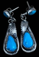 Auktion 367<br>Paar Silber Ohrh&auml;nger "Angie" mit T&uuml;rkis, L-4 cm, 3,9 gr