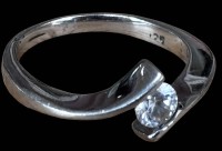 Auktion 367<br>Spannring Silber-925-, klarer Stein, RG 53, 2,6 gr