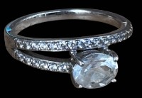 Auktion 367<br>Silberring-925. mit klaren Steinen, RG 60, 3,5 gr.