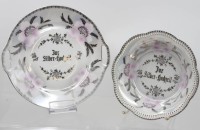 Auktion 367<br>Teller und Schale, Zur Silberhochzeit, Schumann, ca. D- 25cm und 21,3cm