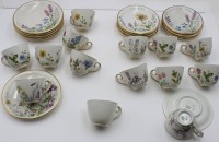 Auktion 367<br>14x Mokkatassen mit U.T., Krautheim, florale Dekore, ca. H-5cm