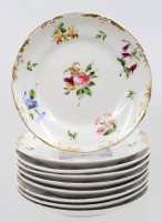 Auktion 367<br>9x Kuchenteller, Moabit, 19. Jhd., florale Bemalung, je D-18,5cm