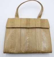 Auktion 367 / Los 13002 <br>Reptilienleder-Handtasche, beige, "Cape Cobra", 24x28 cm, guter Zustand