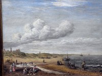 Auktion 367<br>anonym "Der Strand von Scheveningen" nach van der Velde, &Ouml;l/Platte, gerahmt, RG 57x48 cm