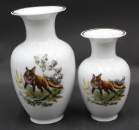 Auktion 367<br>gr. und kleine Vase "MPM" Saxonia, Fuchsdekor, H-18 und 15 cm