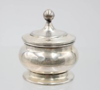 Auktion 367<br>kl. Deckeldose, Alpacca, ca. H-3,5cm