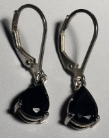 Auktion 367<br>Paar Silber-Ohrh&auml;nger -925-, dunkle Steine, H-3 cm, 3 gr