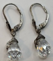 Auktion 367<br>Paar Silber -925- Ohrh&auml;nger mit Kristall? Tropfen, H-3 cm, 5,8 gr