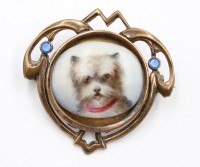 Auktion 367<br>Jugendstil-Fotobrosche, blaue Steine, ca. 3,5 x 3,3cm