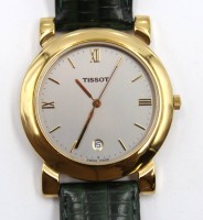 Auktion 367 / Los 2049 <br>Tissot Swiss Pack F385, Quartz, Werk l&auml;uft, gr&uuml;nes Lederband, D-3,5cm