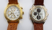 Auktion 367<br>2x div. Herren-Chronograph, Sempre und Pulsar, Quartzwerke nicht gepr&uuml;ft, Lederb&auml;nder in braun, je ca. D-4cm