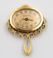 Auktion 367<br>Vintage-Damen-Umh&auml;ngeuhr, Glash&uuml;tte, Handaufzug, Werk l&auml;uft an, ca. 3,5 x 2,8cm