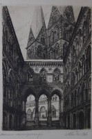 Auktion 367<br>Helma FISCHER-OELS (1860-1930), Radierung, Bremer B&ouml;rsenpassage, ger./Glas, RG 28,5 x 21,5cm