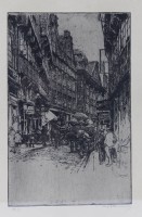 Auktion 367<br>Luigi Kasimir (1881-1962), Radierung, Hamburg Speckstrasse, ger./Glas, RG 35 x 25,5cm