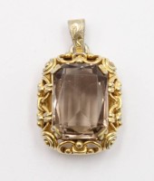 Auktion 367<br>Anh&auml;nger, &auml;lter, Silber vergoldet, Rauchquarz, ca. 3 x 1,8cm