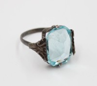 Auktion 367<br>830er Silber-Ring, &auml;lter, wohl Blautopas, zus. 4gr., RG 56